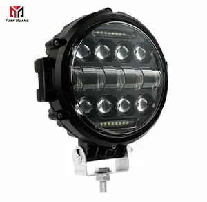 Lâmpada LED de trabalho para motocicletas, lâmpada redonda de 7 polegadas e 60W, lente de trabalho para carros, à prova d'água de alumínio