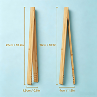 Pinces à pain en bambou, 10,2 pouces de long, pinces à griller en bois avec design antidérapant, pinces pour cuisiner avec revêtement antiadhésif