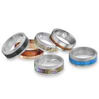 8mm Tizti Damaszener Stahlring-Kernrohling 4mm Einlage Hypoallergener Ringrohling für Holz- und Opalstein-Einlage DIY Schmuckherstellung