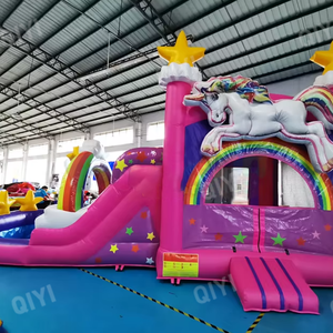 Commercial Pink Unicorn Themed Inflatable Bounce House Rainbow Slide PVC Material Party Sports Park <b>Trampoline</b> Park Shopping - Product Image 6