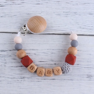 Wholesale Silicone Beads <strong>Wooden</strong> Pacifier <strong>Clips</strong> Chain Anti Drop <strong>Teether</strong> Nipple Chain Silicone Baby Pacifier Chain <strong>Clip</strong> - Product Image 4
