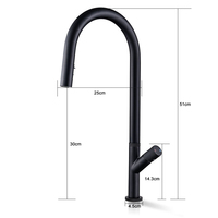 Robinet de cuisine et de salle de bain contemporain en laiton à poignée unique, avec cartouche céramique, bec rétractable, anti-éclaboussures, montage sur plan de travail