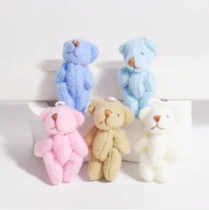 Custom gifts bag soft cute 4cm mini jointed plush animal bear rabbit toy