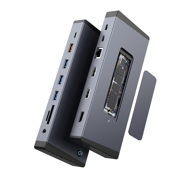 15-in-1 Thunderbolt 4 Docking Station | Dual 4K Display HDTV/DP, 10Gbps USB, 100W PD, M.2 NVMe SSD, SD/TF, Gigabit LAN, Audio