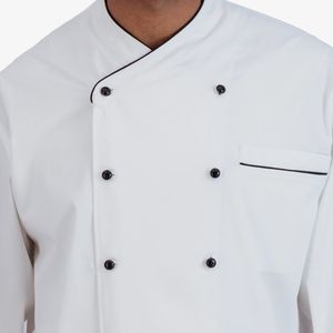 Hoge Kwaliteit Groothandel Contrast Zwart En Wit Lange Mouw <span class=keywords><strong>Chef</strong></span>-Kok Jas Restaurant Uniform <span class=keywords><strong>Chef</strong></span> Jas Custom Borduurwerk Logo - Product Image 4