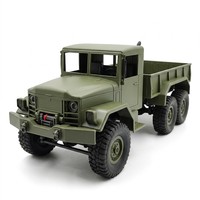 Camion RC de qualité hobby 6x6 tout-terrain 4x4 télécommandé 2,4 GHz ABS+Métal avec treuil fonctionnel et phares LED pour garçons