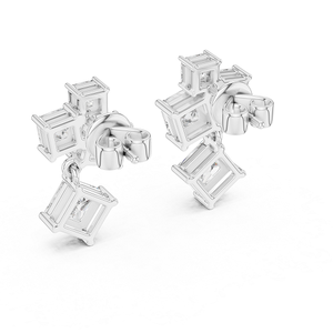 Boucles d'oreilles en diamant de laboratoire argenté, bijoux de créateur élégants, accessoire de mode étincelant, cadeau remarquable - Product Image 4