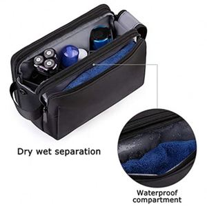 Bolsas de Aseo Unisex para Hombre y Mujer, Bolsas de Cosméticos de Gran Capacidad, Bolsa de Almacenamiento de Maquillaje con Compartimento Seco y Húmedo para Viajes al Aire Libre - Product Image 2