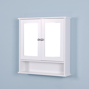 Gabinete de Baño Blanco para Montar en la Pared con 2 Puertas con Espejo y Estante Ajustable - Product Image 3