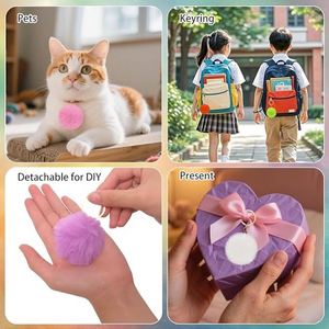 Pom Pom Keychain Artificial <b>Rabbit</b> Fur Puff Ball Pompom Key Ring Tote Bag for Women Charms Accessory Handbag Pendant Purse - Product Image 4