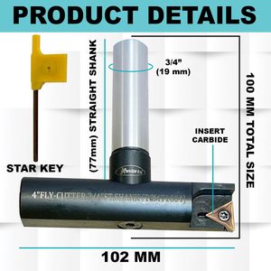 Assorts 4" Indexable Fly Cutter 3/4" Straight Shank TCMT1604 Insert For Cnc <b>Machining</b> Center - Product Image 2