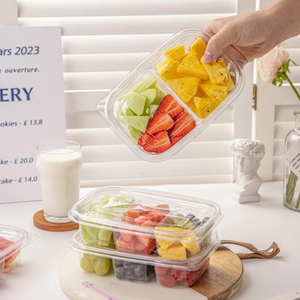 Boîte d'emballage en plastique transparente pour la coupe de fruits 1234 compartiments conteneur de plateau de yaourt aux fruits fraîchement coupés avec couvercle - Product Image 3