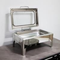 Nouveau Design Pliable Luxe 9L Acier Inoxydable Chaufferette à Alcool Ensemble de Traiteur Plats Chauds de Réchaud de Buffet avec Arrêt Automatique