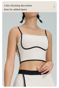 Conjunto de 2 piezas para mujer, ropa deportiva de cintura alta, falda de tenis, Sujetador deportivo de dos colores, Yoga, gimnasio, sin espalda, K4558, venta al por mayor - Product Image 2