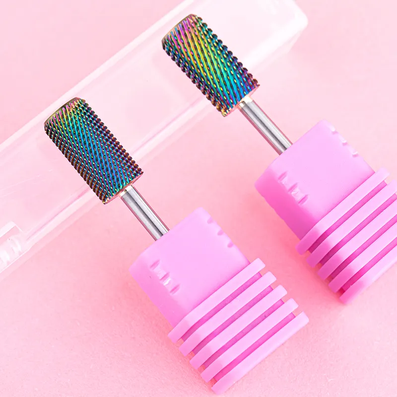 High Quality 4XC Nail Drill Bit Set Pink Tapered Pedicure Manicure Tools Sharp Tungsten Cuticle E File Volcano Carbide Nail Bits