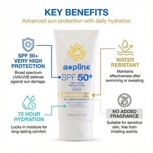 Lozione <span class=keywords><strong>Viso</strong></span> e Corpo Biologica OEM <span class=keywords><strong>SPF</strong></span> <span class=keywords><strong>50</strong></span>+ PA+++ Protezione UVA/UVB Idratante con Vitamina E per Tutti i Tipi di Pelle Impermeabile Senza Profumo 88ml - Product Image 2