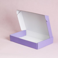 Boîte d'expédition en carton ondulé violet personnalisée, pliable à plat, pour l'emballage de sous-vêtements et de vêtements