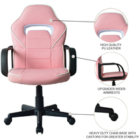 Kids Racing Style Gaming Chair Pink PU Leather Ergonomic Adjustable Height Computer Chair for Girls Teens