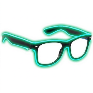 Gafas de Fiesta Rectangulares de Colores con Luz Intermitente LED, Gafas de Sol Cuadradas Portátiles con Luz LED de Neón, Gafas de Fiesta con Batería - Product Image 1