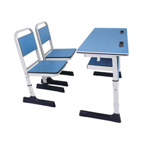 Fournisseur d'université écologique Mobilier éducatif Table deux places en bois plastique pour l'école Bureaux et chaises doubles pour étudiants