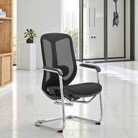 Chaise de bureau de direction moderne de haute qualité, en tissu, hauteur réglable, cadre en alliage d'aluminium, accoudoirs fixes, sans roulettes, ergonomique