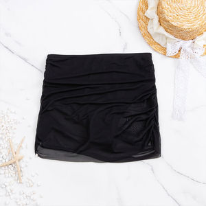 Falda corta de malla fruncida de cintura alta para mujer, transparente, ajustada, para la playa, ideal para vacaciones de verano en la piscina - Product Image 3