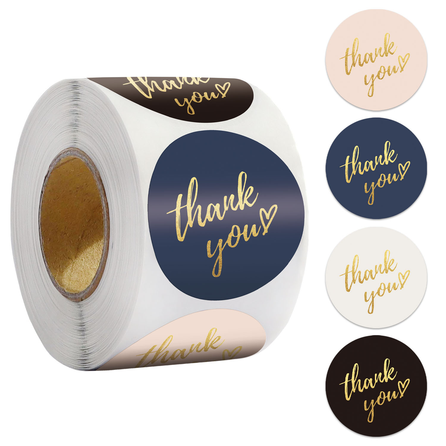 Black Cute Round Adhesive Labels Paper Thank You Tag Sticker