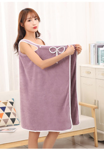 Women's Strapless Wearable Bath Dress | Coral Fleece Soft Quick Dry <strong>Wrap</strong> <strong>Towel</strong> Robe - Product Image 5
