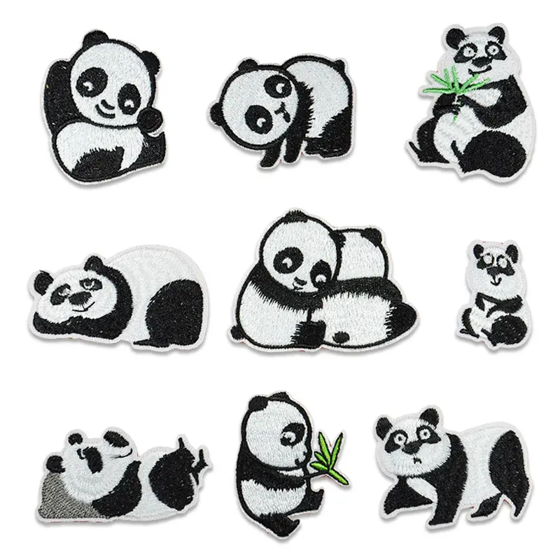 Hoge Kwaliteit Schattige Panda Borduurwerk Patches Ijzer Op Naaien Op Applique Patch Voor Kleding Jassen