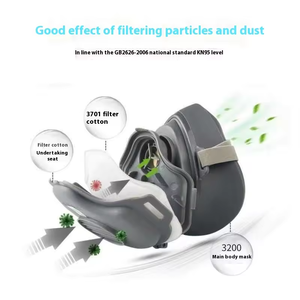 Masker Debu Silikon 3-Lapisan Reusable Shun Tai Xin HBC-3200 UK IMPA Code <span class=keywords><strong>FFP3</strong></span> Anti-Debu Perlindungan Klorin 80 L/mnt, Laris Terjual - Product Image 2