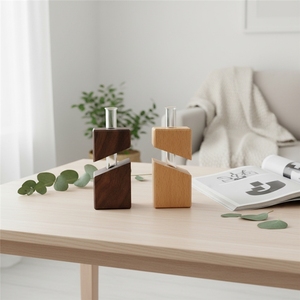 <span class=keywords><strong>Flor</strong></span> Hidropónica de Madera con Diseño Grabado, Arreglo de Plantas Verdes para Decoración Navideña de Escritorio o Florero de Tubo de Ensayo - Product Image 1