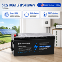 Batería de Rack para Servidor LiFePO4 de 51.2V 100Ah, 5120Wh, Almacenamiento de Energía Solar con BMS de 100A para Sistema Híbrido de Inversor Fuera de Red