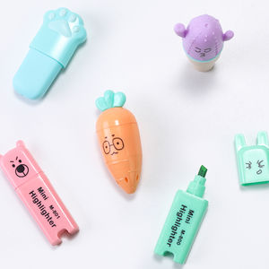 Lot de 6 surligneurs mignons à motifs de dessins animés, pointe oblique, avec étui portable à fermeture éclair, marqueurs pastel pour enfants, étudiants et journalisation - Product Image 6