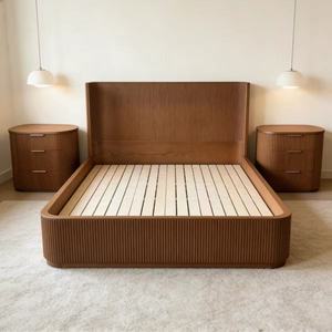 Cadre de lit en bois massif de chêne au design moderne et actuel, base de lit extensible, hauteur réglable, support robuste, ensemble de lit de 1,8 m pour <span class=keywords><strong>chambre</strong></span> à <span class=keywords><strong>coucher</strong></span> - Product Image 1