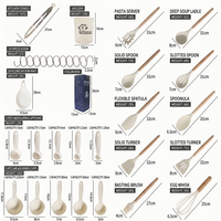 Ensemble de 33 ustensiles de cuisine en silicone avec support, kit d'accessoires de cuisson antiadhésifs avec manche en bois pour la cuisine à domicile, vente en gros OEM