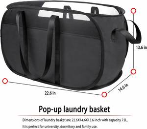 Panier à linge pliable avec poignées robustes, conception pliable facile à ouvrir, idéal pour les dortoirs universitaires, les chambres d'enfants, les voyages et le rangement - Product Image 6