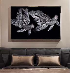 Quadro 3D con <span class=keywords><strong>Pesci</strong></span> Koi e Fiori di Loto, Dipinto Murale per Ingresso Casa, Cristallo - Product Image 3