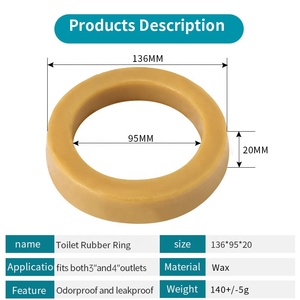 Joint d'étanchéité pour tuyau <span class=keywords><strong>de</strong></span> toilette à design moderne, sans support, avec anneau <span class=keywords><strong>de</strong></span> cire, pour <span class=keywords><strong>sortie</strong></span> <span class=keywords><strong>de</strong></span> toilette 3 et 4 pouces, emballé en sac PE ou sous blister WPF101 - Product Image 2