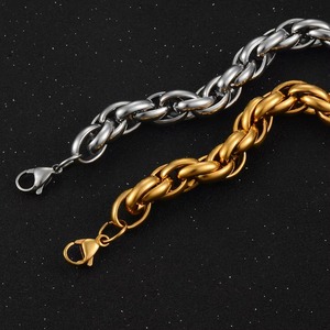 Bracelet en chaîne torsadée en acier inoxydable, style rétro, largeur 8 mm, bijoux de mode hip-hop pour hommes - Product Image 2