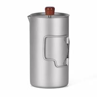 Cafetière à piston réutilisable en titane pur, à large ouverture, avec filtre à café et thé, portable pour le voyage, la maison, le camping en extérieur, grande capacité