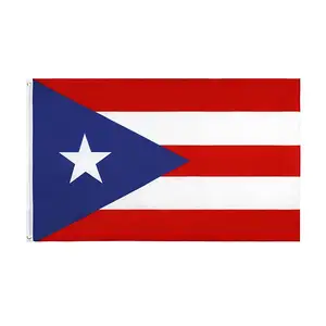 Vlag Van Puerto Rico Satijn Bedrukt 3X5 Ft Waterdicht Polyester Vliegscherm Afdrukken Puerto Rico Vlag