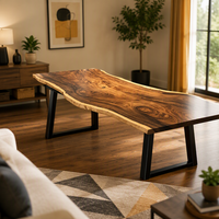 Meubles industriels modernes, ensemble de table à manger extensible pour cuisine avec panneaux latéraux en bois de noyer massif, taille personnalisée