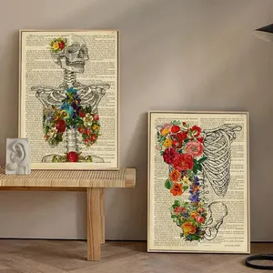 Affiche d'anatomie humaine vintage impression fleurs médicale mur photo <span class=keywords><strong>coeur</strong></span> cerveau anatomie toile peinture pour hôpital clinique décor - Product Image 2