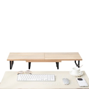 Wooden Computer Monitor Stand Combination <b>Shelf</b> <b>Desktop</b> Organizer Natural Wood Color White Ironwood Material - Product Image 3