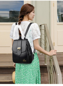 General Purpose <b>Backpack</b> Fashion Design High Quality PU Leather Female <b>School</b> Bag Multifunction <b>Large</b> Capacity Travel <b>Backpacks</b> - Product Image 2