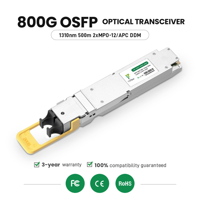 800G OSFP 2xDR4  1310nm 500m 2xMPO-12/APC  PAM4  Optical Transceiver Module  DDM  Data Center Network
