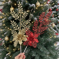 Branche artificielle de feuilles d'acacia dorées avec baies, 48 cm, en plastique, pour arbre de Noël, décoration florale de luxe pour les fêtes, décoration de Noël