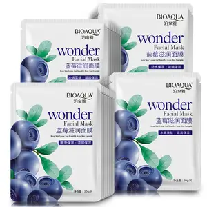 BIOAQUA Masker Wajah Ekstrak Blueberry, Perawatan Kulit Anti Penuaan, Masker Bluberi, Masker Pemutih Wajah