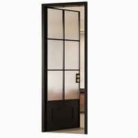 Porte battante simple ou double en verre avec cadre en aluminium de style français antique pour les pièces intérieures