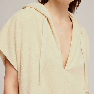 Poncho de Verano para Mujer, Tejido de Rizo, con Capucha, Suave, de Algodón, Tipo Toalla, Vestido Mini, para Después del Baño, Cuello en V Profundo, Falda Corta - Product Image 4